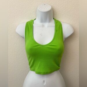 ZARA Sleeveless Crop Top Women’s S Green Ribbed Pullover Blouse​